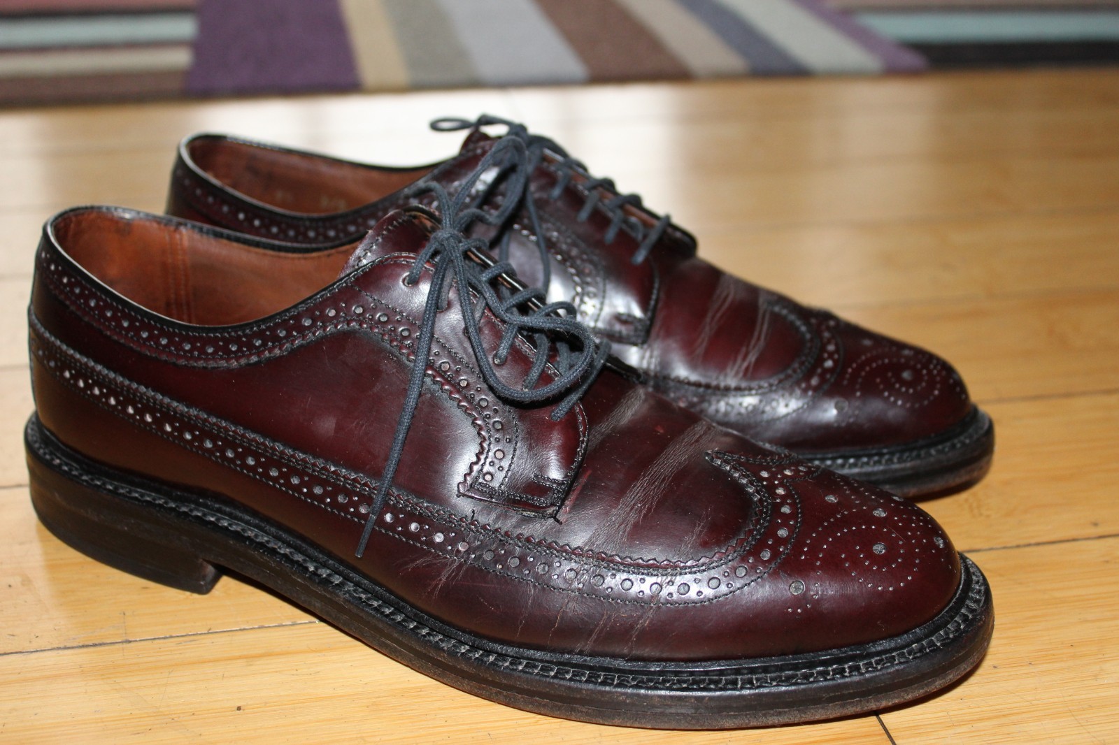 Vtg Bostonian Crown Windsor 9.5 D Leather Wingtip Oxford Dress Shoes Land Laster