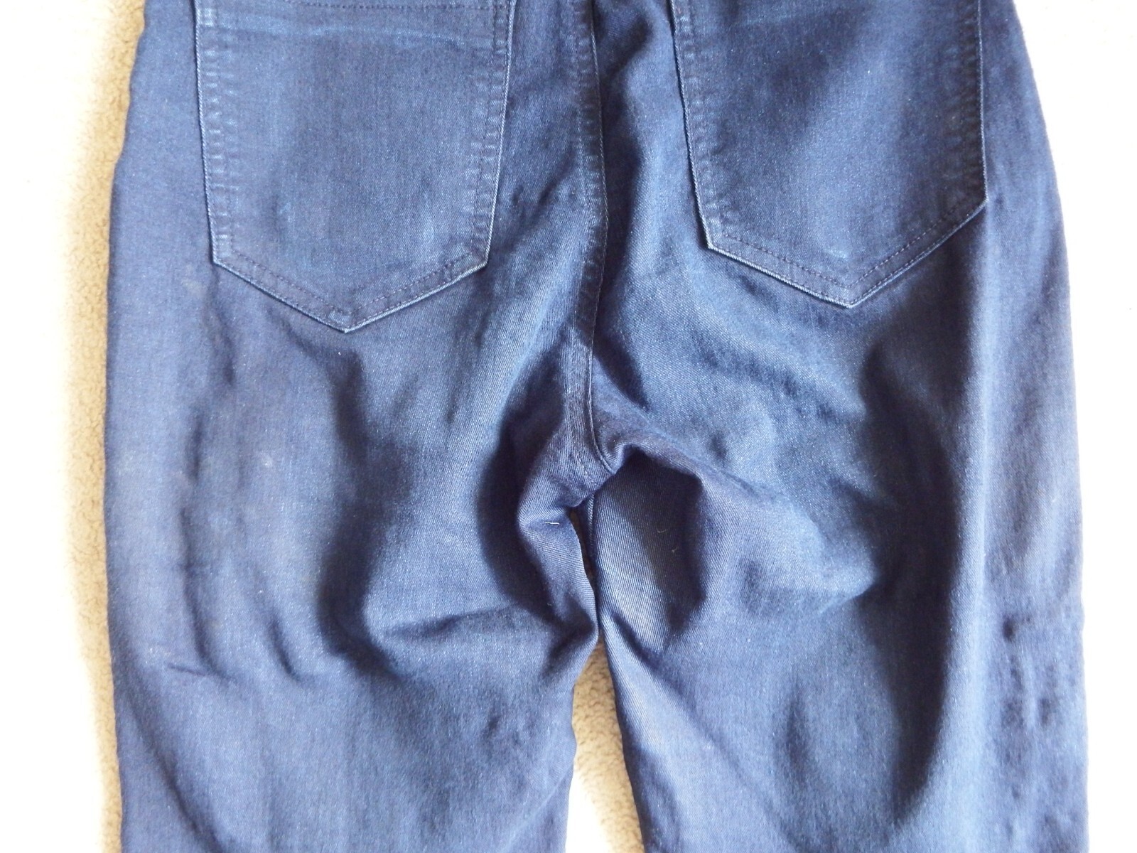 Stradivarius Dark Blue High Waist Stretch Side Zip Denim Jeans Size Eur 36