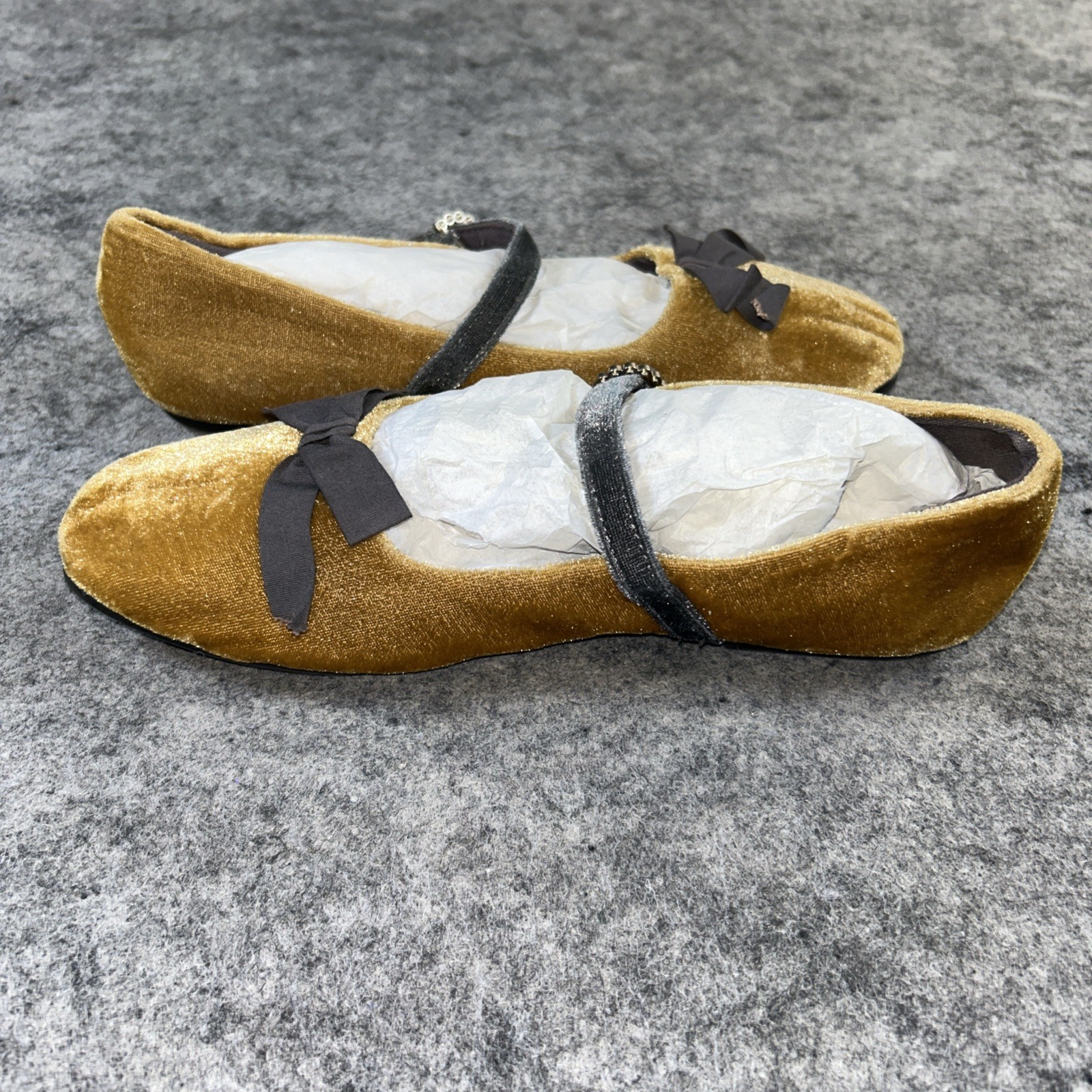 Zara Girl Tan & Gray Velvet Ballet Flat Size EU36 US 4