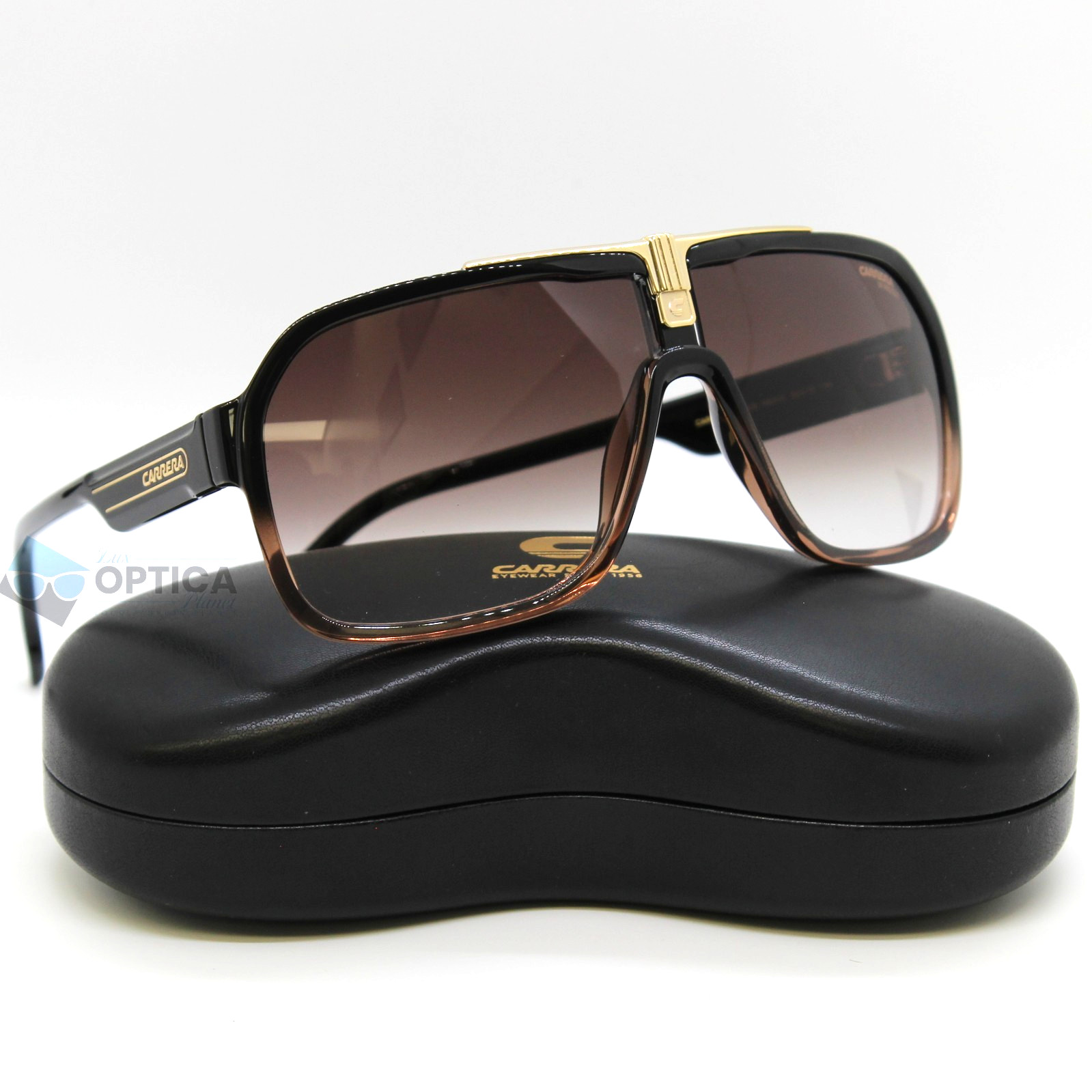 New Carrera 1014 Men’s Black / Brown Gradient Sunglasses Pilot UV Protective R60