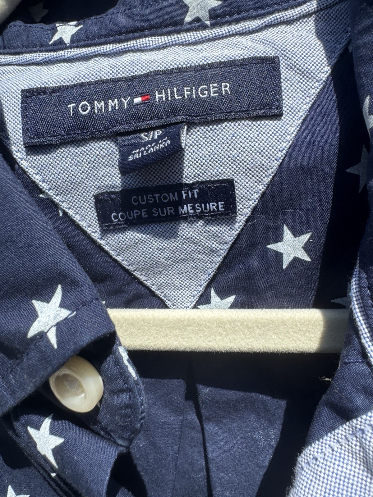 Tommy Hilfiger Custom Fit Blue/White Star Short Sleeve Button-Down Shirt S/P