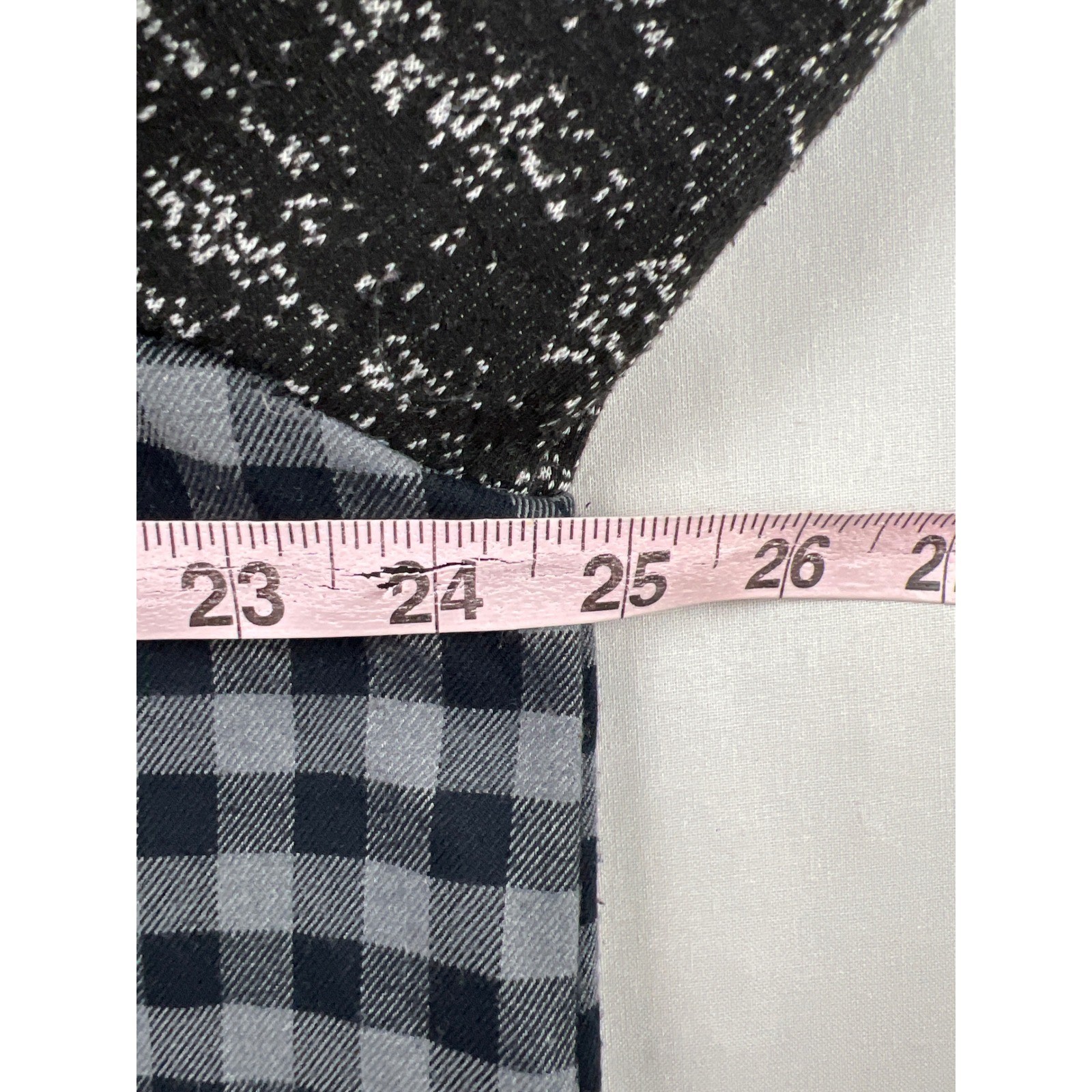 LOGO Lori Goldstein Plaid Jacket Womens 1X Navy Gray Black Mixed Media Snap Zip