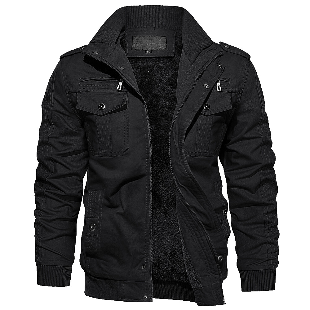 Men’s Fleece Lined Bomber Jacket Tactical Army Combat Cotton Casual Work Coat US