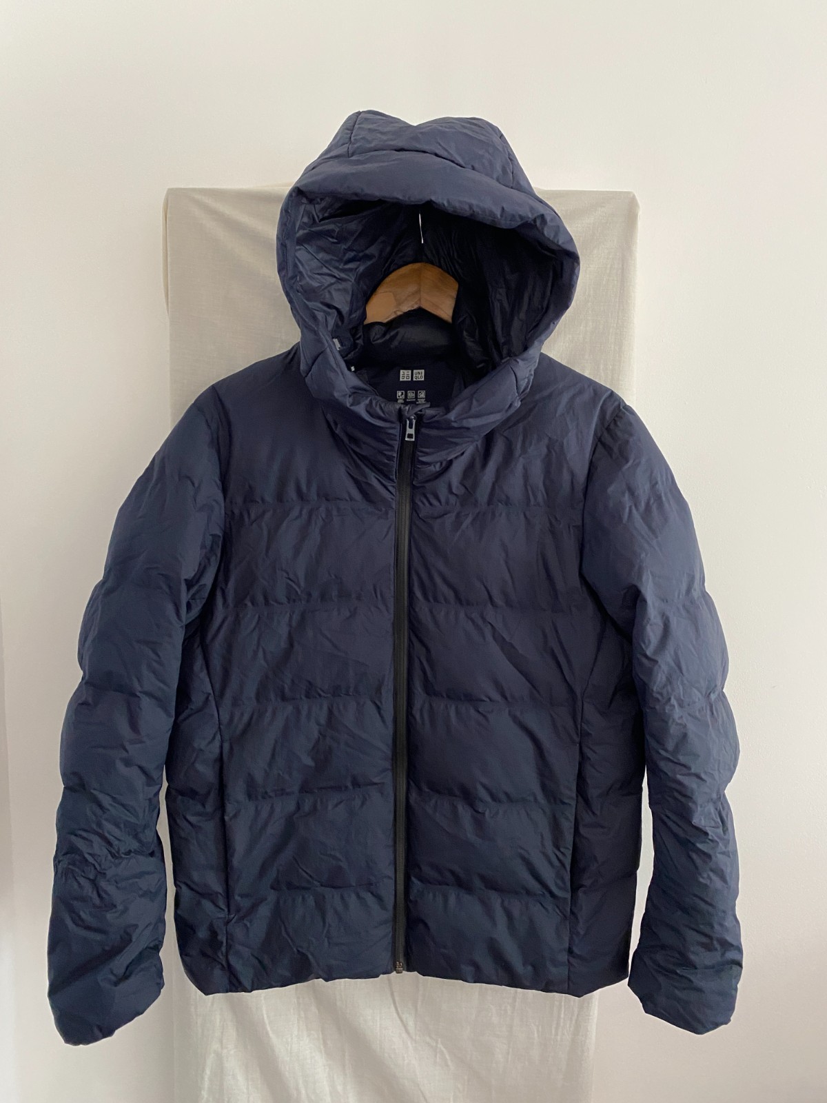 UNIQLO Navy Hooded Full Zip Down Puffer Coat Size M