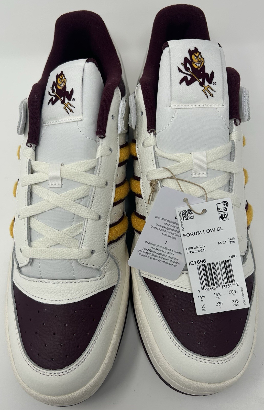 Adidas Forum Low CL Arizona State Sun Devils White Maroon Shoes Men 15 F3