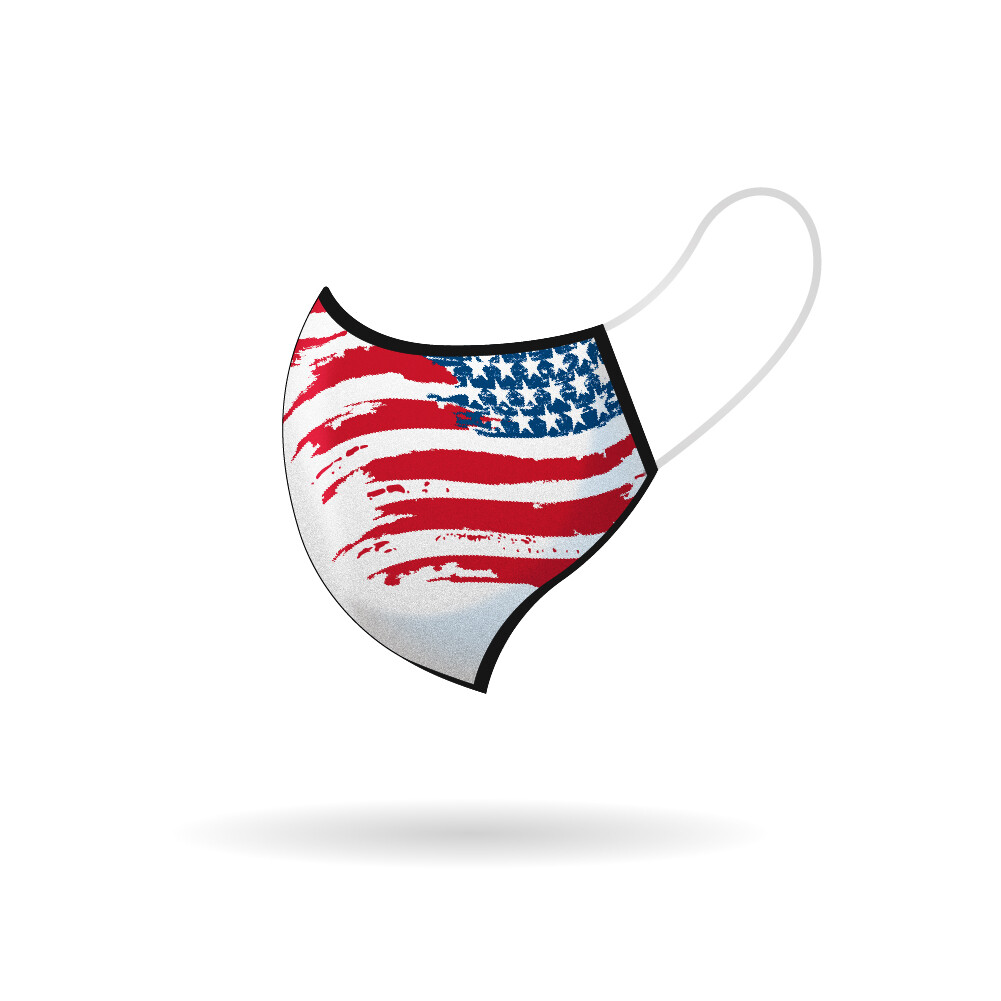 Flying USA Flag 2-Ply Face Mask – Soft Cloth – Re-usable, Washable, Durable
