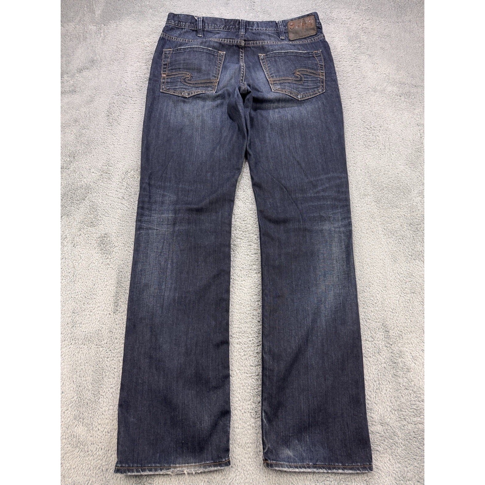 Silver Grayson Selvedge Jeans Men 33×34 Blue Straight Whisker Distress Denim