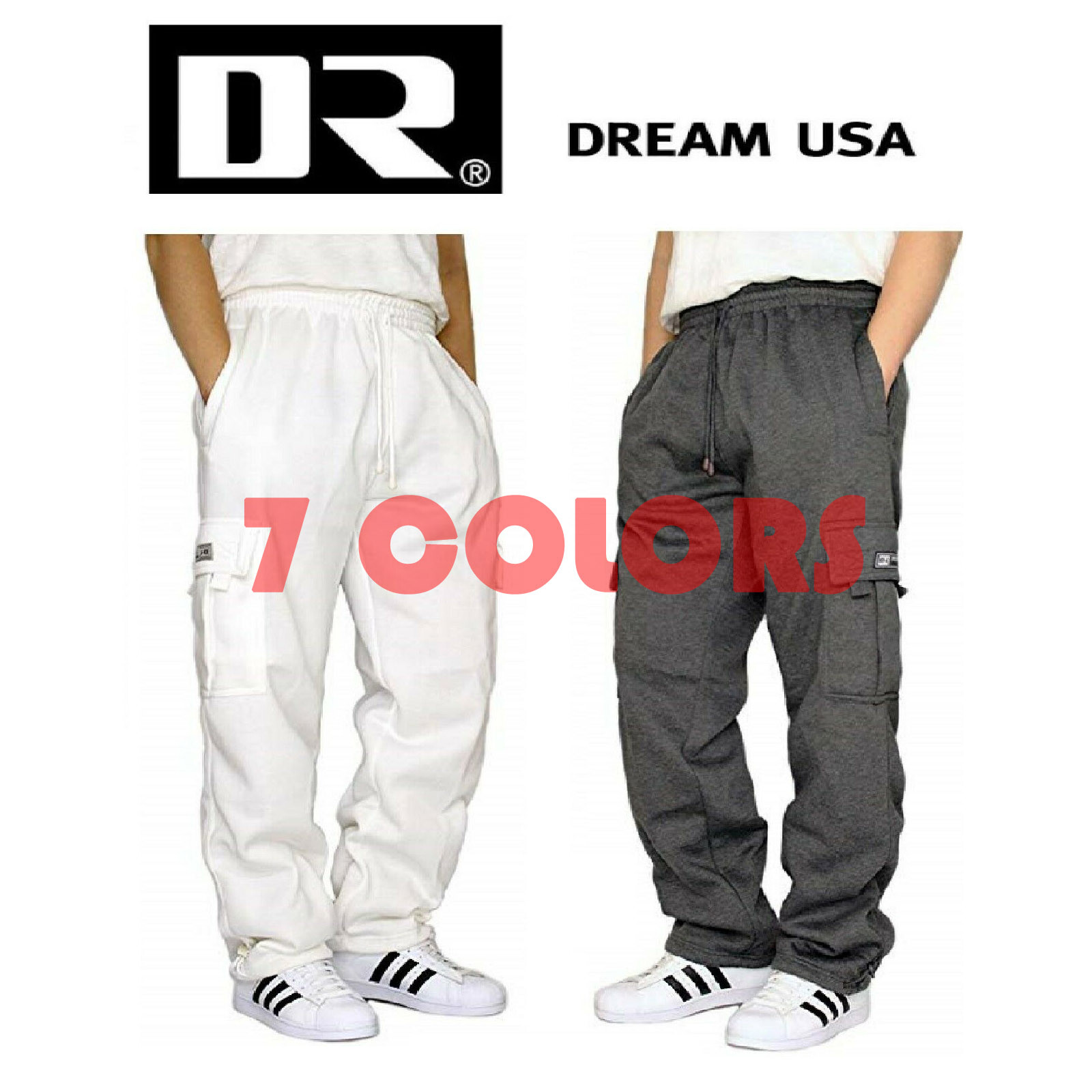 MEN’S FLEECE CARGO SWEATPANTS HEAVYWEIGHT S-5XL 7 COLORS *FAST SHIP