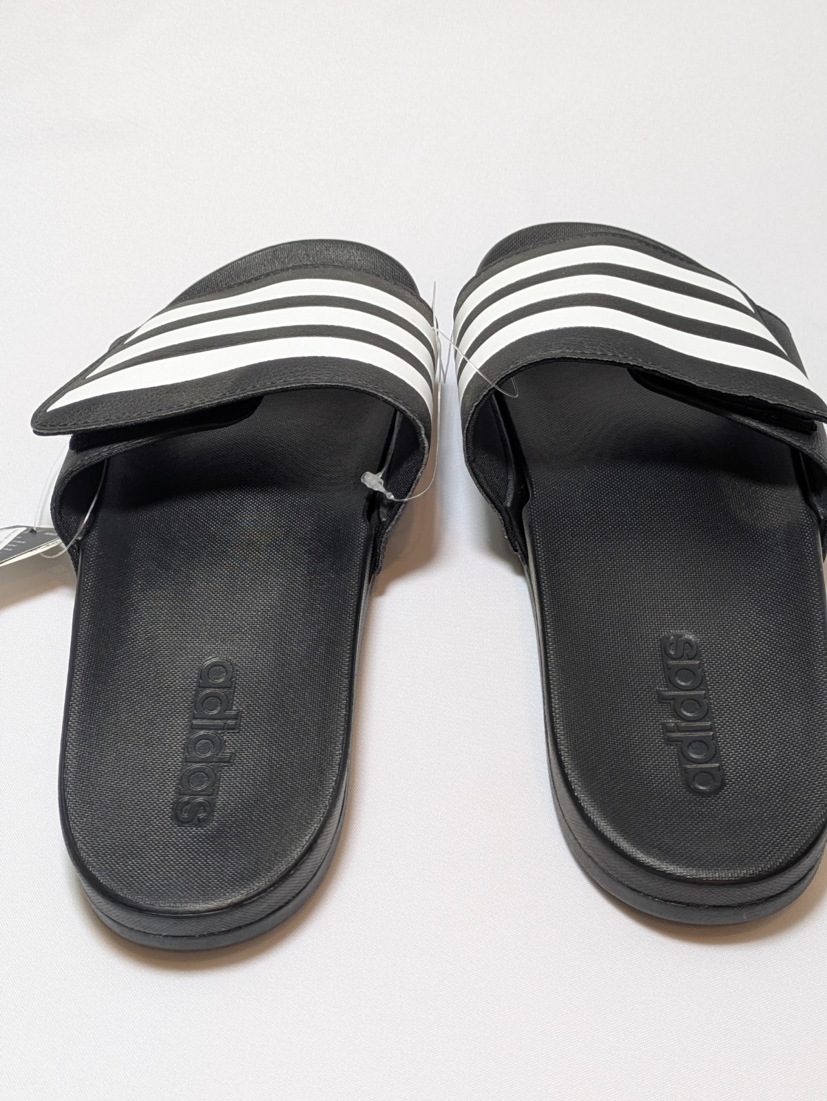 adidas Adilette Comfort ADJ Adjustable Men’s Slides Black White Striped New
