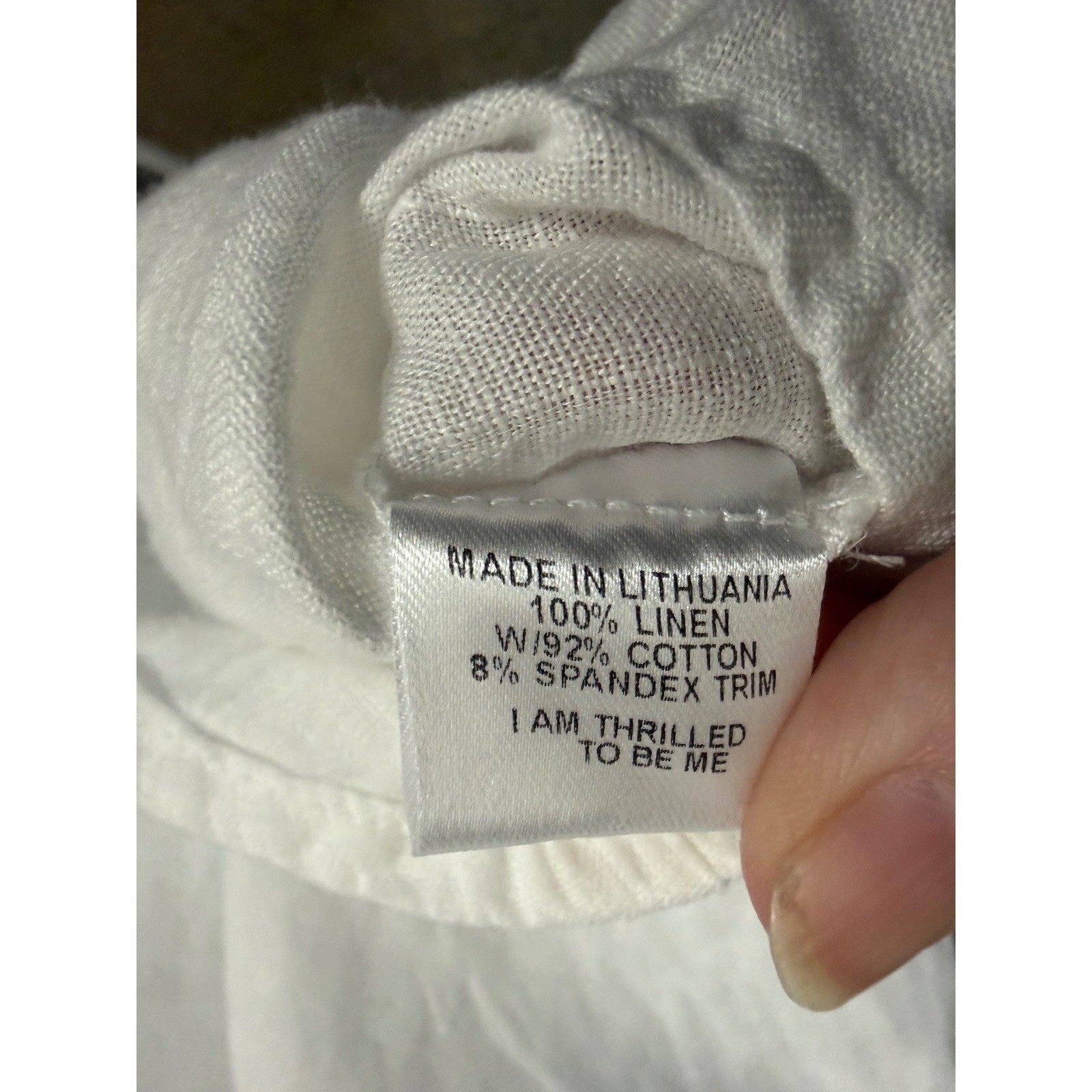 Flax White Boxy Linen Blouse L Pocket Lagenlook White Oversized Summer Beach