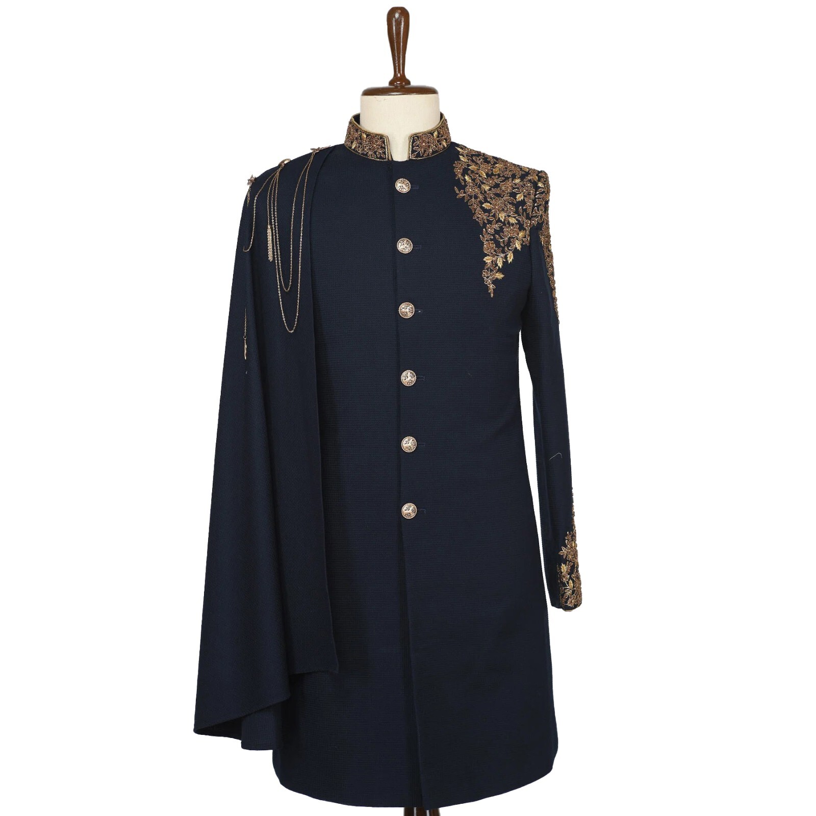 Embroidery Lace Appliques Men Suits Slim Fit with Cape Formal Tuxedos Formal