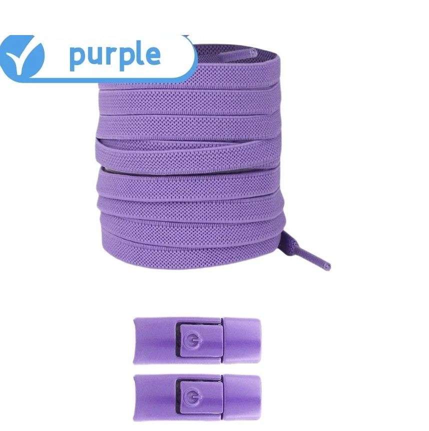 1pair Elastic No-Tie Shoelaces Press Lock Flat Sneaker Laces for Kids Adults