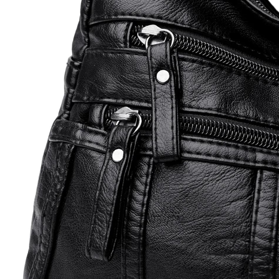 Women’s Soft Leather Crossbody Bag, 2025 Retro Multi-pocket Shoulder Handbag
