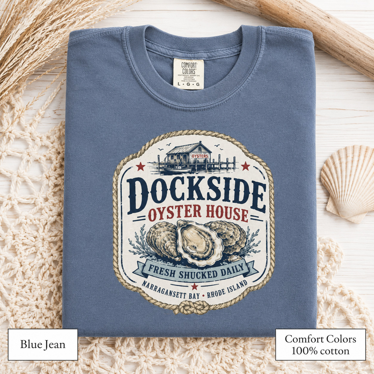 Dockside Oyster House Shirt, Coastal Comfort Colors Rhode Island Tee