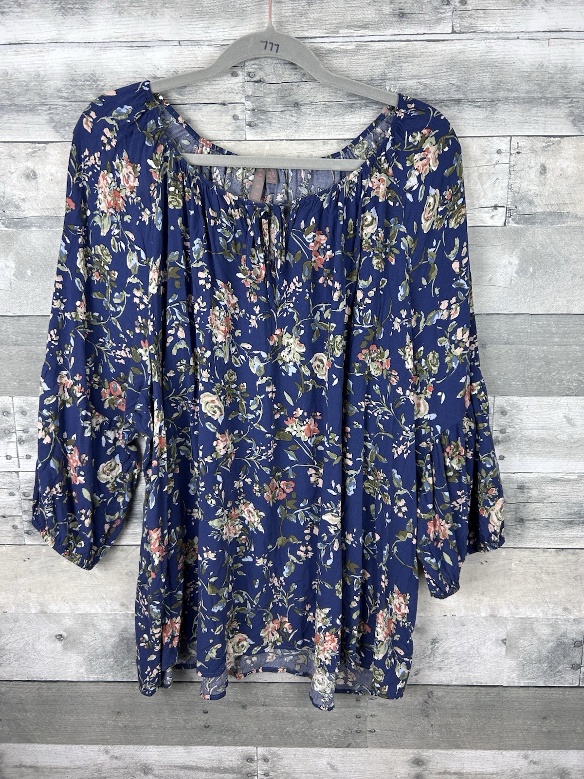 Brina & Em Women’s 3X 3/4 Sleeve Floral Scoop Neck Blouse