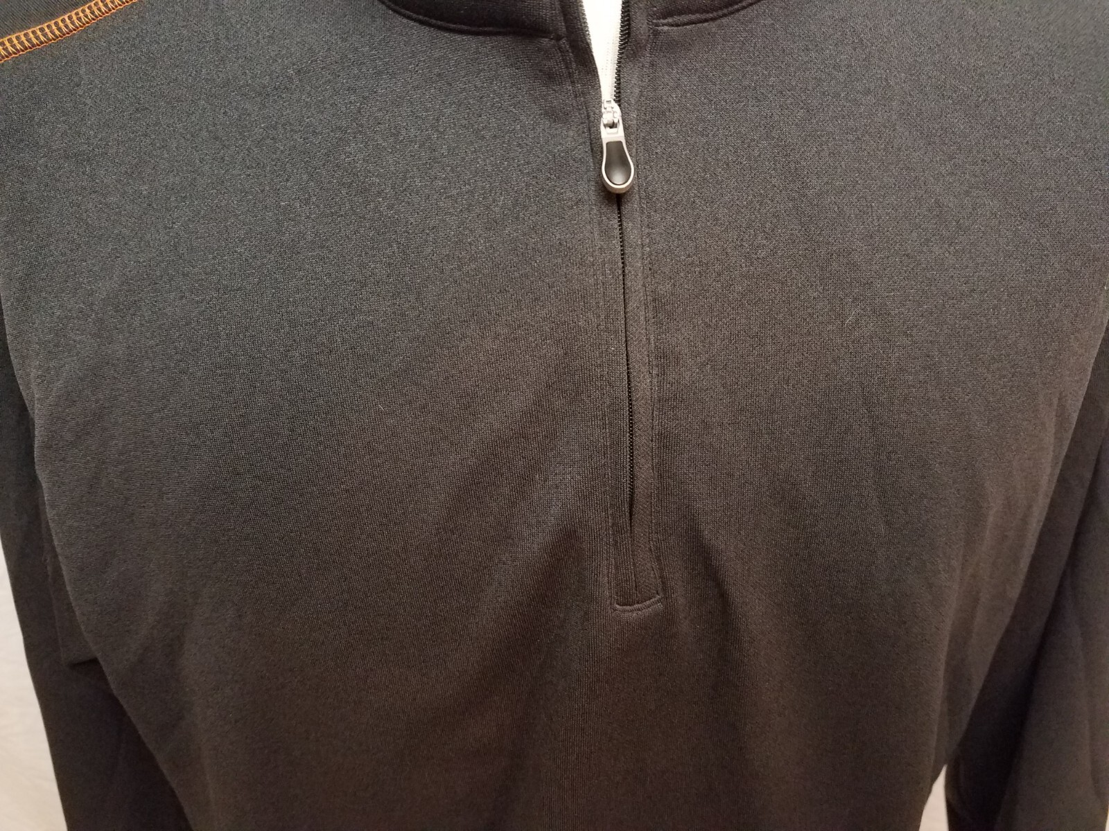 Pebble Beach Performance Charcoal Gray Orange Stitching 1/4 Zip Pullover Large