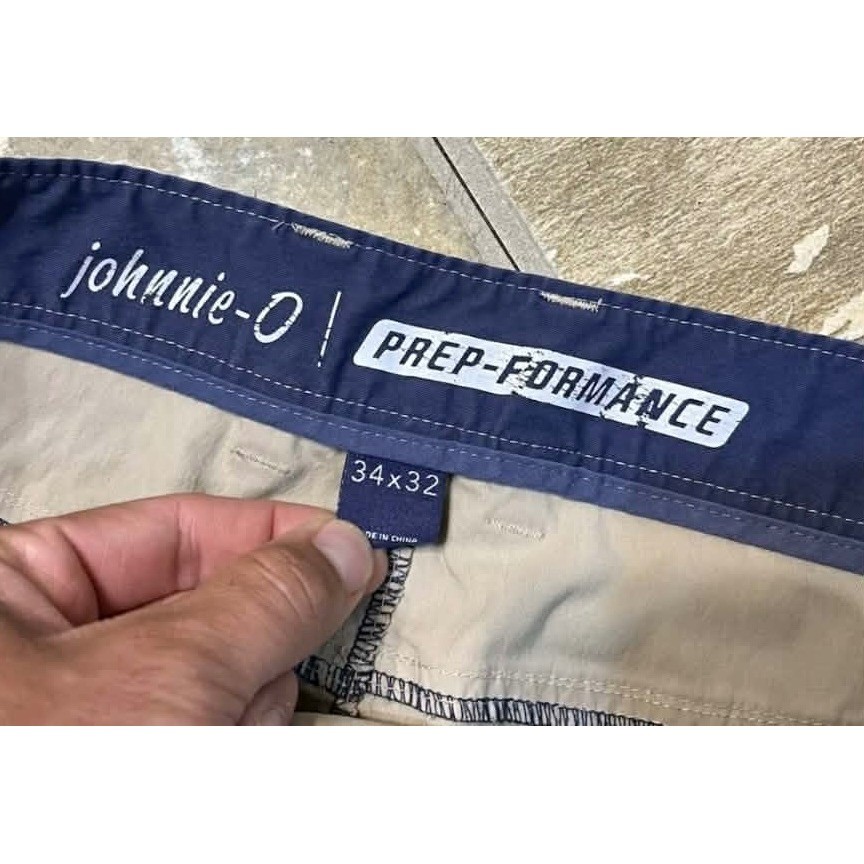 Johnnie-O Prep-Formance Pants Mens 34×32 Tan 5-Pocket Tech Stretch