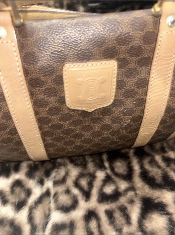 Authentic Celine LeatherBrown Mini Macadam BostonBag NS120753