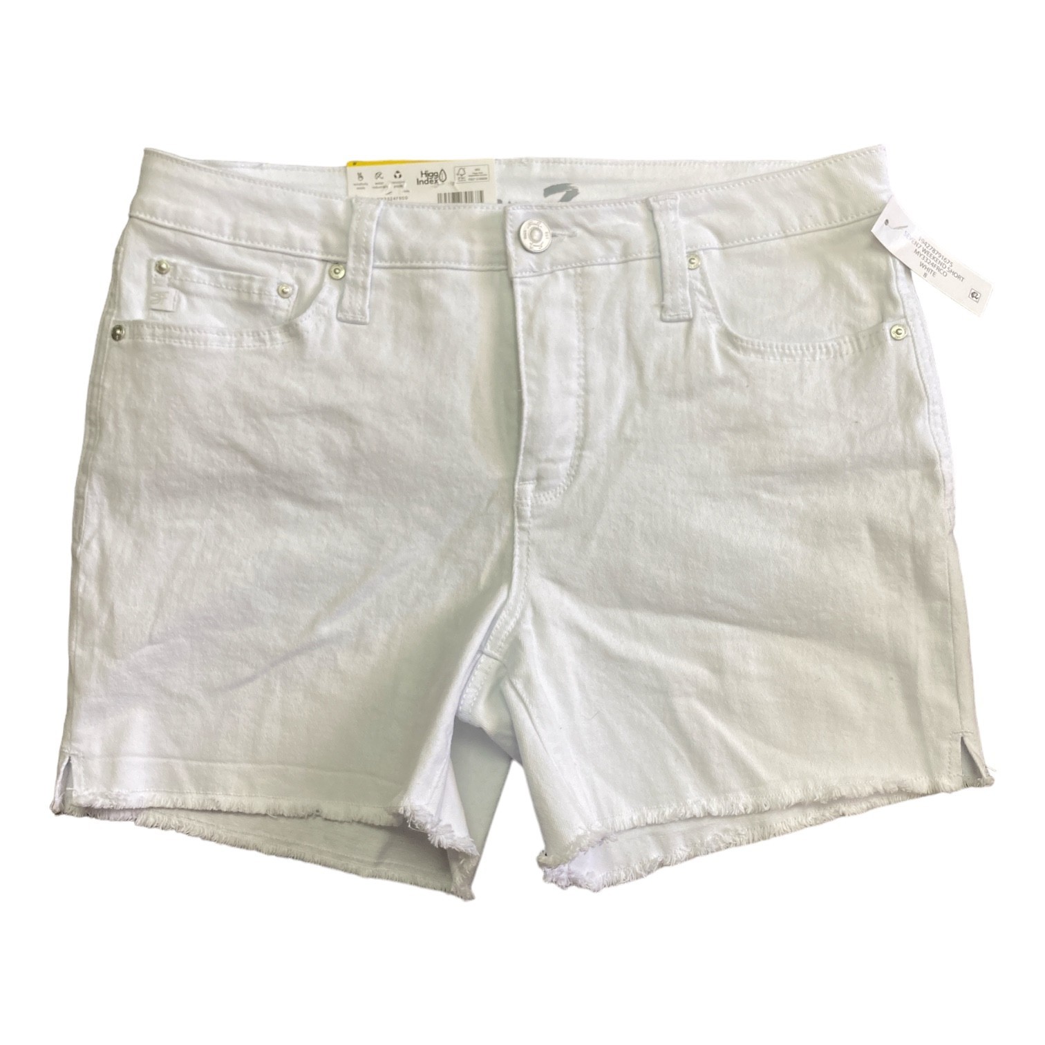 Seven7 Women’s 5″ Fray Hem Mid Rise Comfortable Denim Weekend Short Off White 10