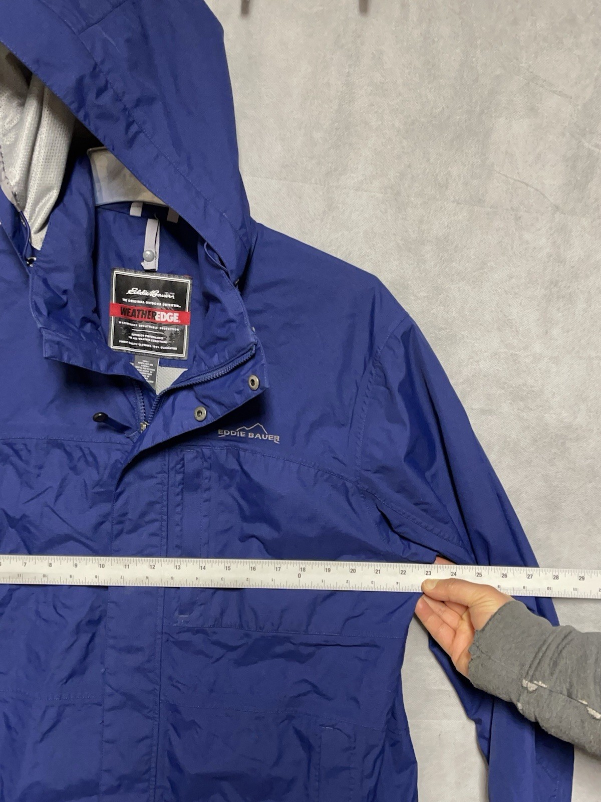 Eddie Bauer Jacket Men L Windbreaker Ripstop Outdoor Weatheredge Hood Rain Coat