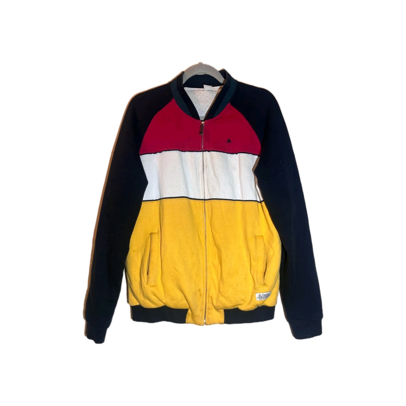 Le Coq Sportif Navy Full Zip Heavyweight Cotton Jacket Size Large U99