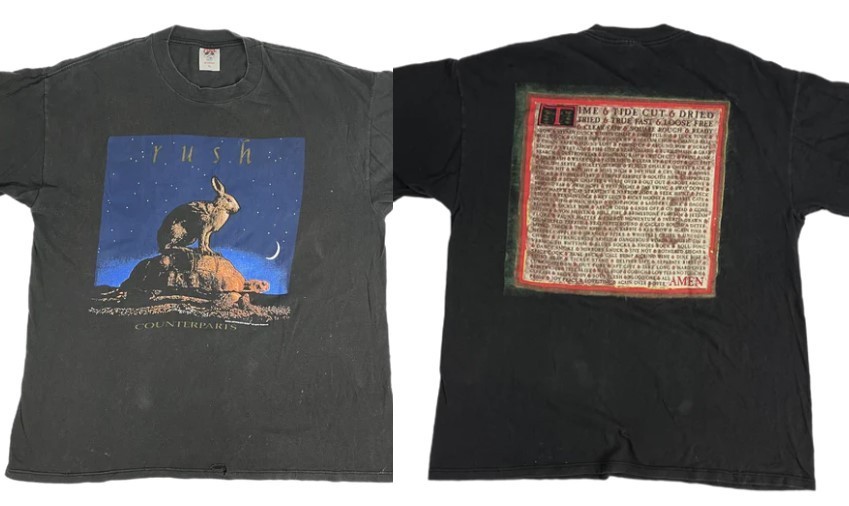 2 sided Rush “Counterparts” vintage black short sleeve shirt QT8559