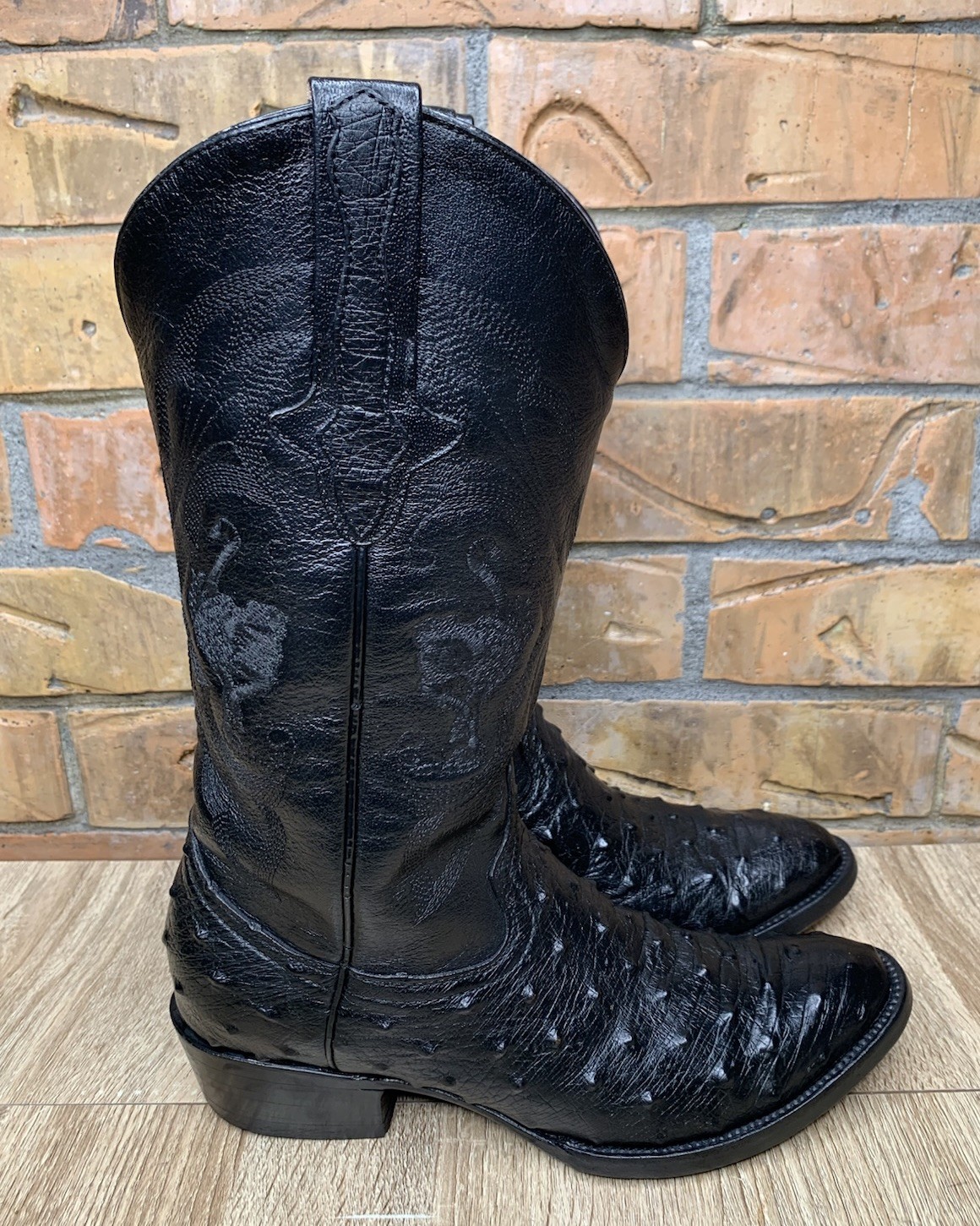 Don Cucos Boots Full Quill Black Ostrich Boots