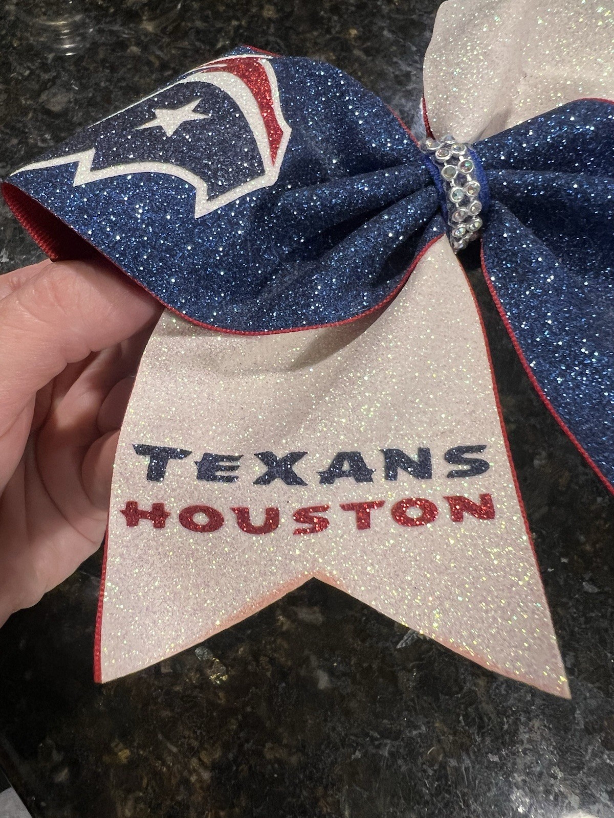 Houston Texans Hair Bow With Logo Glitter Sparkle Football Cheer