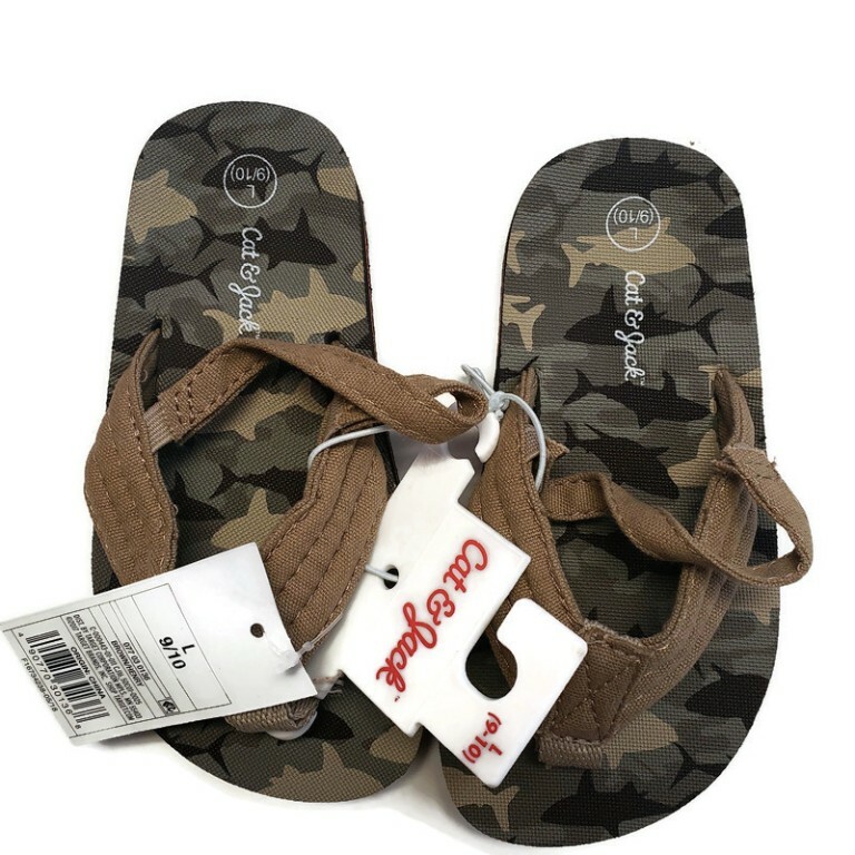 Cat & Jack Henry Camo Flip Flop Sandals Toddler Size L 9/10 Brown Camouflage