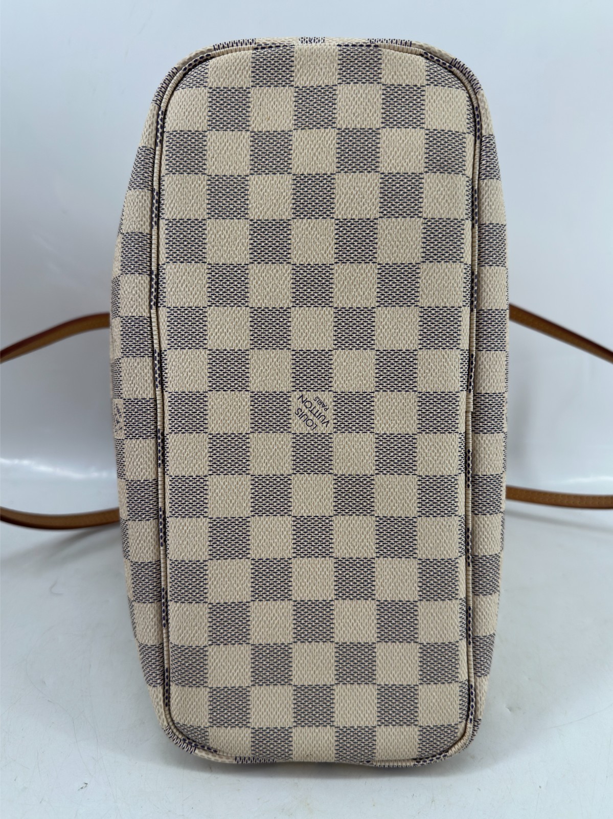 Louis Vuitton Neverfull Tote PM White Canvas Tote Damier Azur Authentic