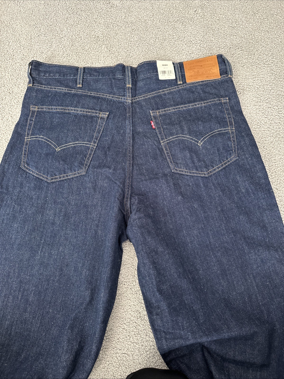 Levis 568 loose straight jeans Dark Blue Cotton Linen Jeans Men’s Sz 38Wx31L