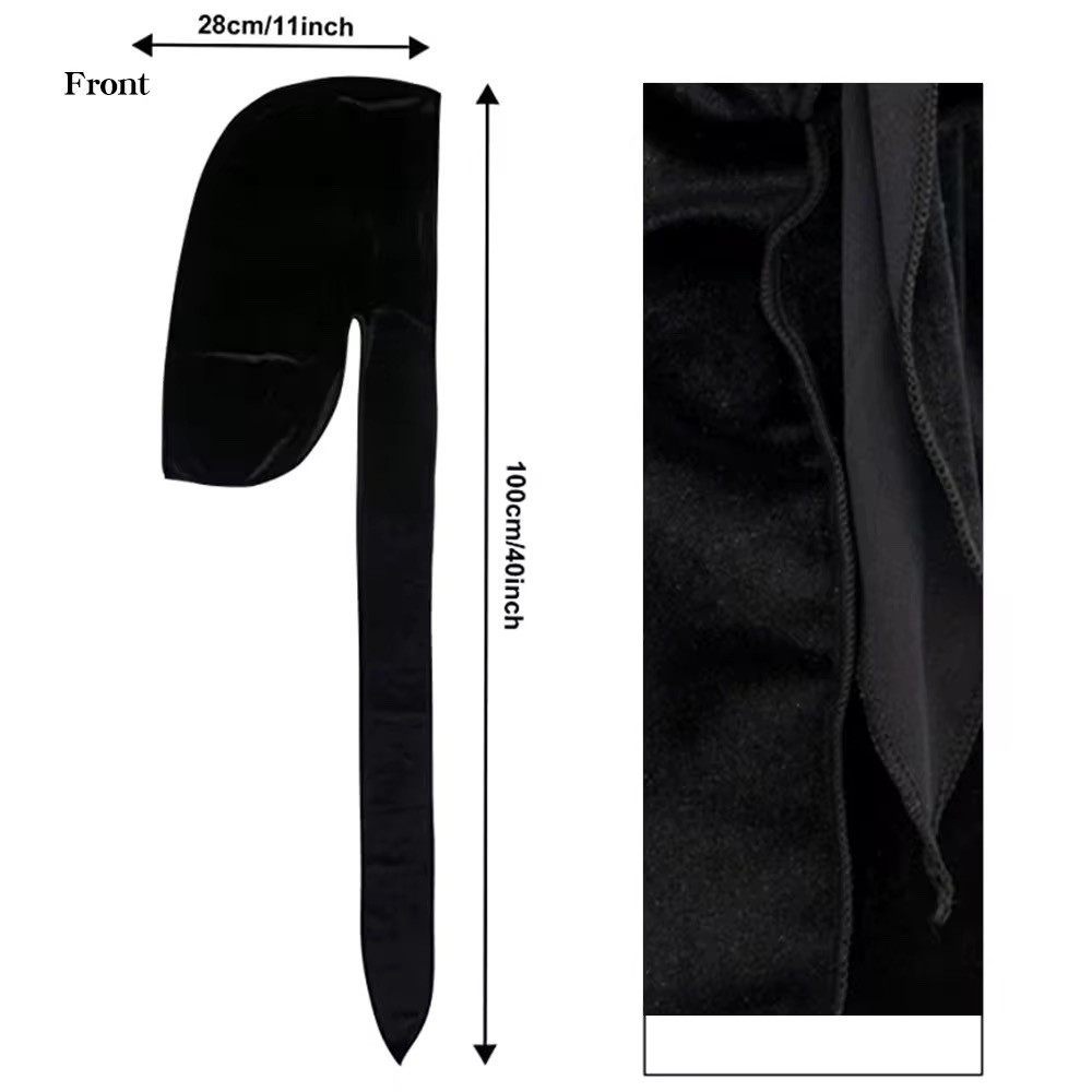 Luxury Velvet Durag Men Unisex Long Tail Soft Durag Head wraps 360 Waves Cap