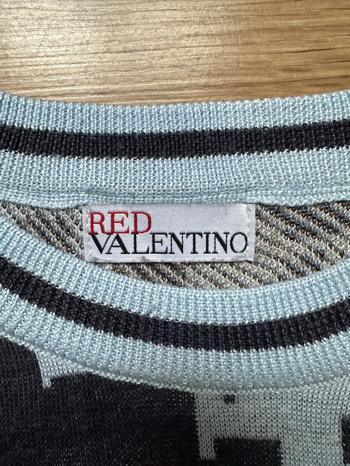 RED Valentino Camo Knit Wool Sweater Intarsia Camouflage Crewneck Pullover Top S