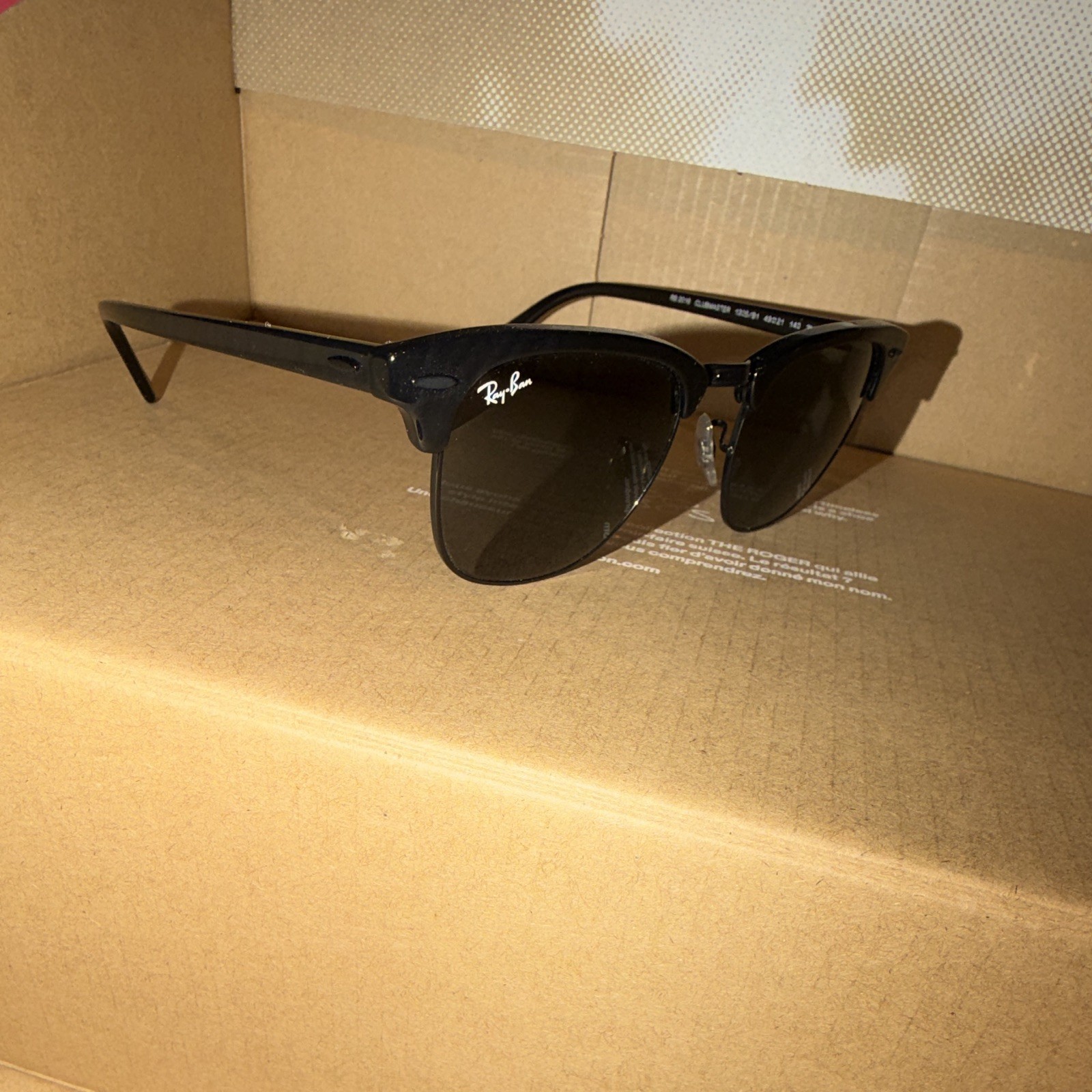 Ray-Ban Clubmaster RB3016 Black Half Frame Gray Tinted UV400 140mm 49-21