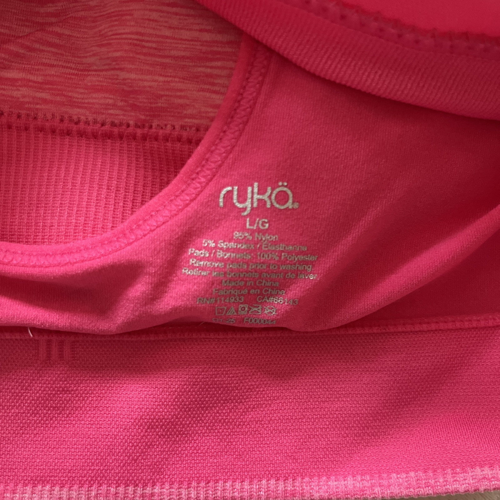 RYKA Sports Bra 2 PACK Supportive Removable Pads Crossback Tagless NWT LARGE