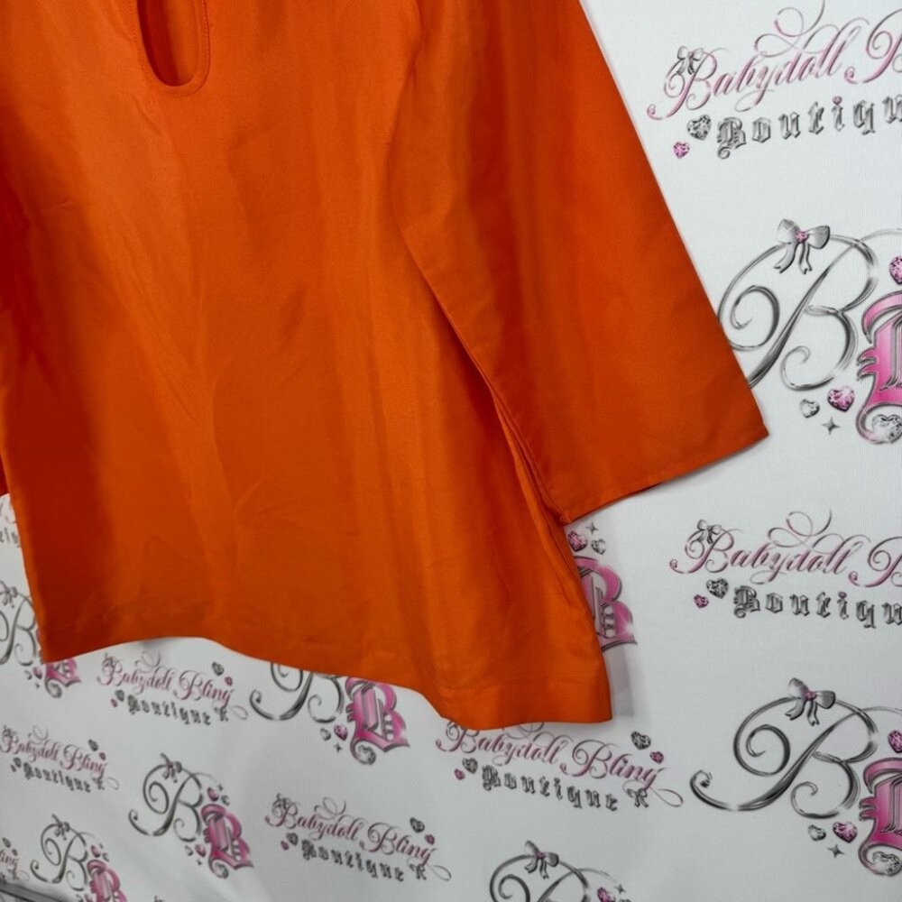Yessica city top shirt Elegant Orange Blouse with Keyhole Detail