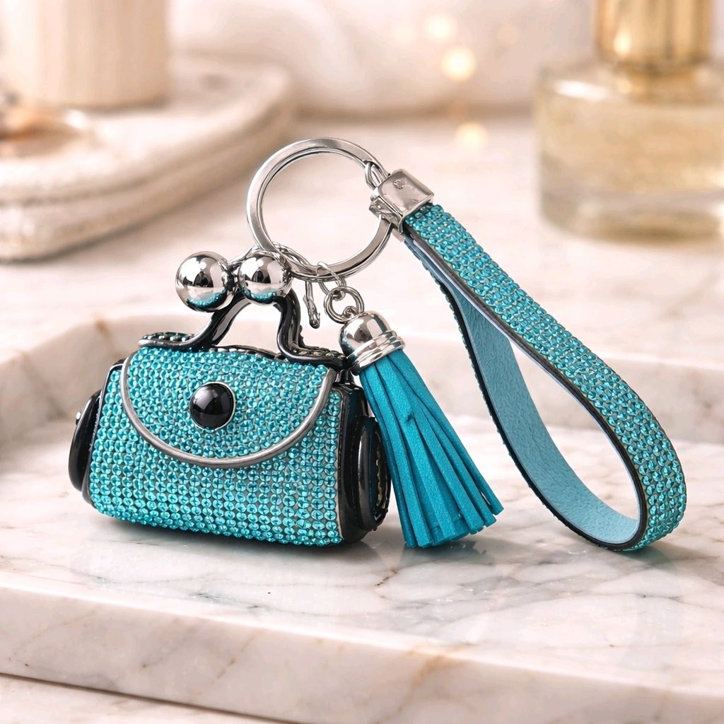 Luxury Rhinestone Mini Purse Keychain Sparkling Crystal Handbag Charm Bling NEW