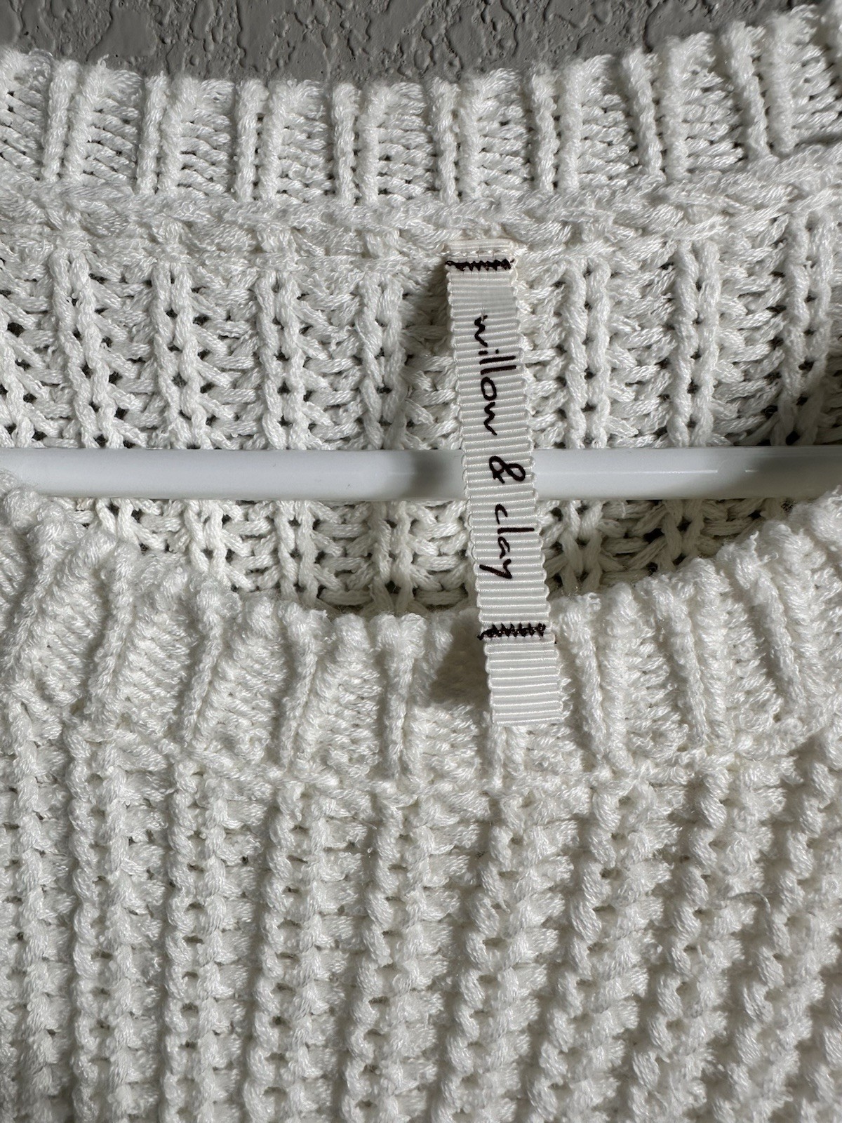 Willow & Clay White/Blue/Gray Colorblock Chunky-Knit Crewneck Sweater Juniors M