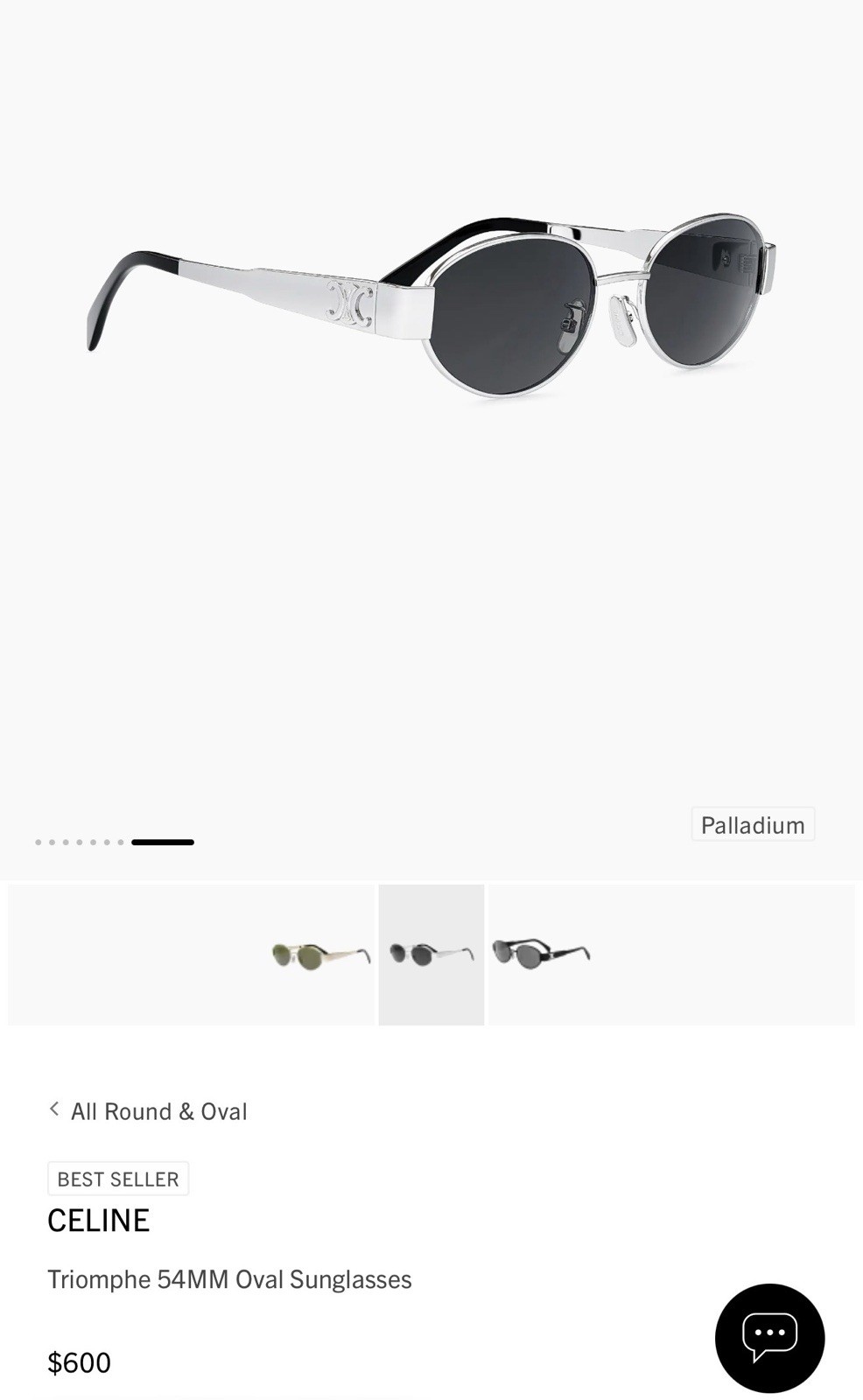 Celine Triomphe 54MM Oval Sunglasses AUTHENTIC SILVER FRAME 100% AUTHENTIC