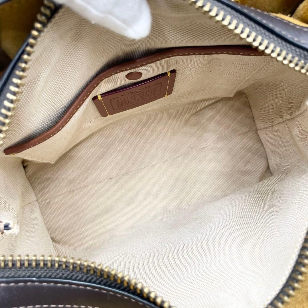 Coach Rogue 25 3 Way Leather Shoulder Hand Bag Khaki Brown Gold Charm missing