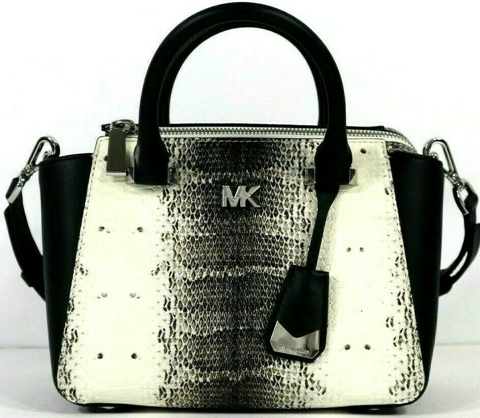 Michael Kors Nolita Mini Messenger Embossed Leather Natural/Black NWT$328.00