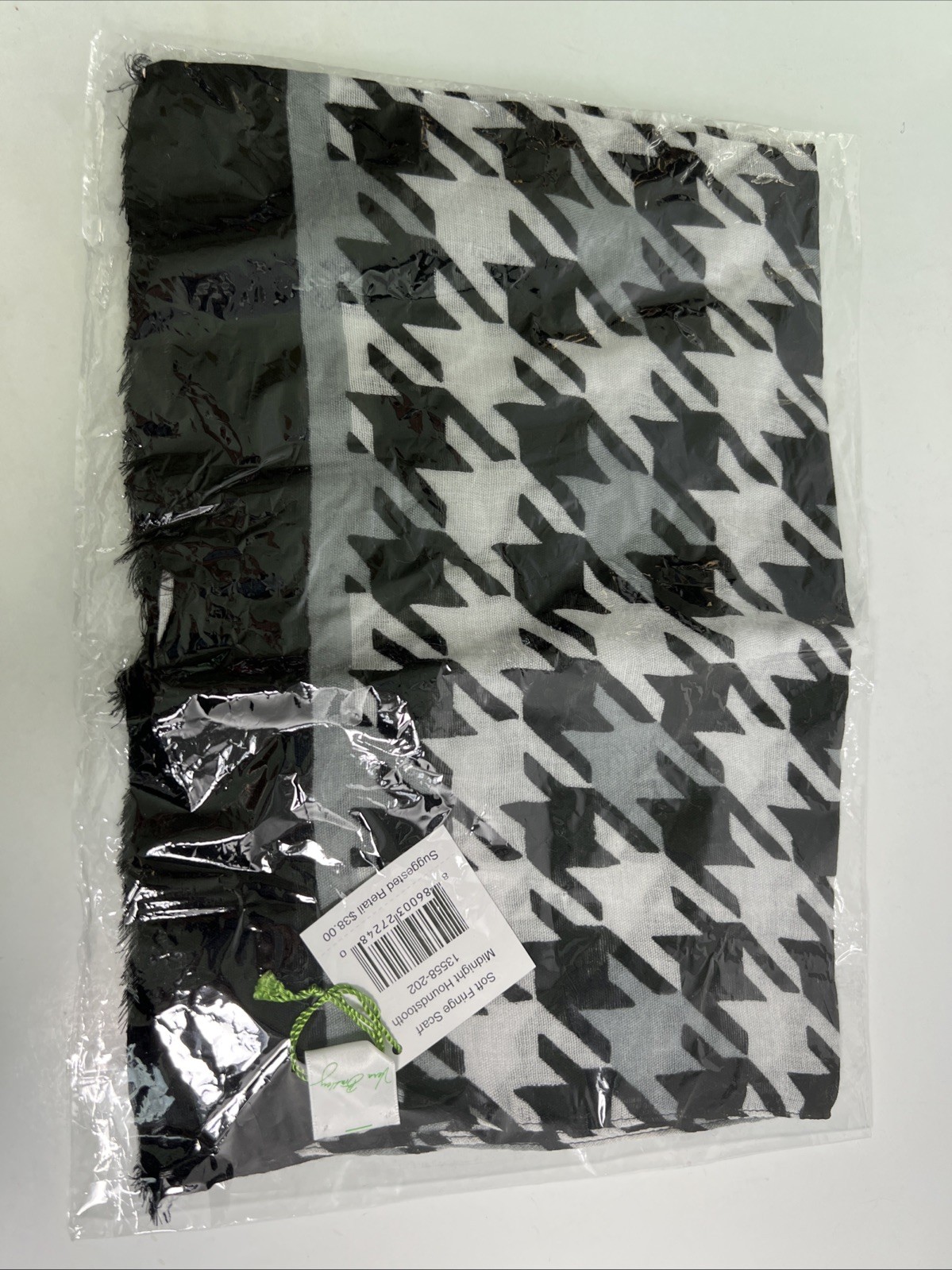 Vera Bradley Black And White Midnight 70”L x 26” W. Houndstooth Scarf