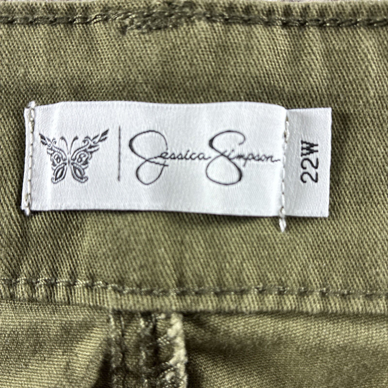 NEW Jessica Simpson Burnt Olive Green Cargo Adjustable Leg Pants, Sz 22W