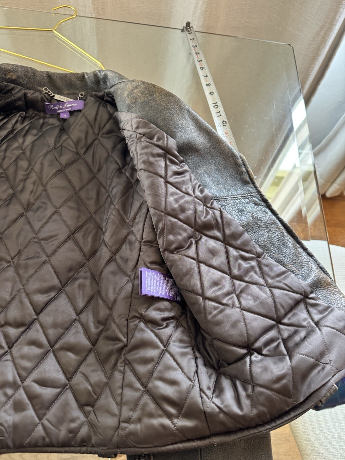 polo ralph lauren purple label 100% calf skin leather moto jacket womens size 8