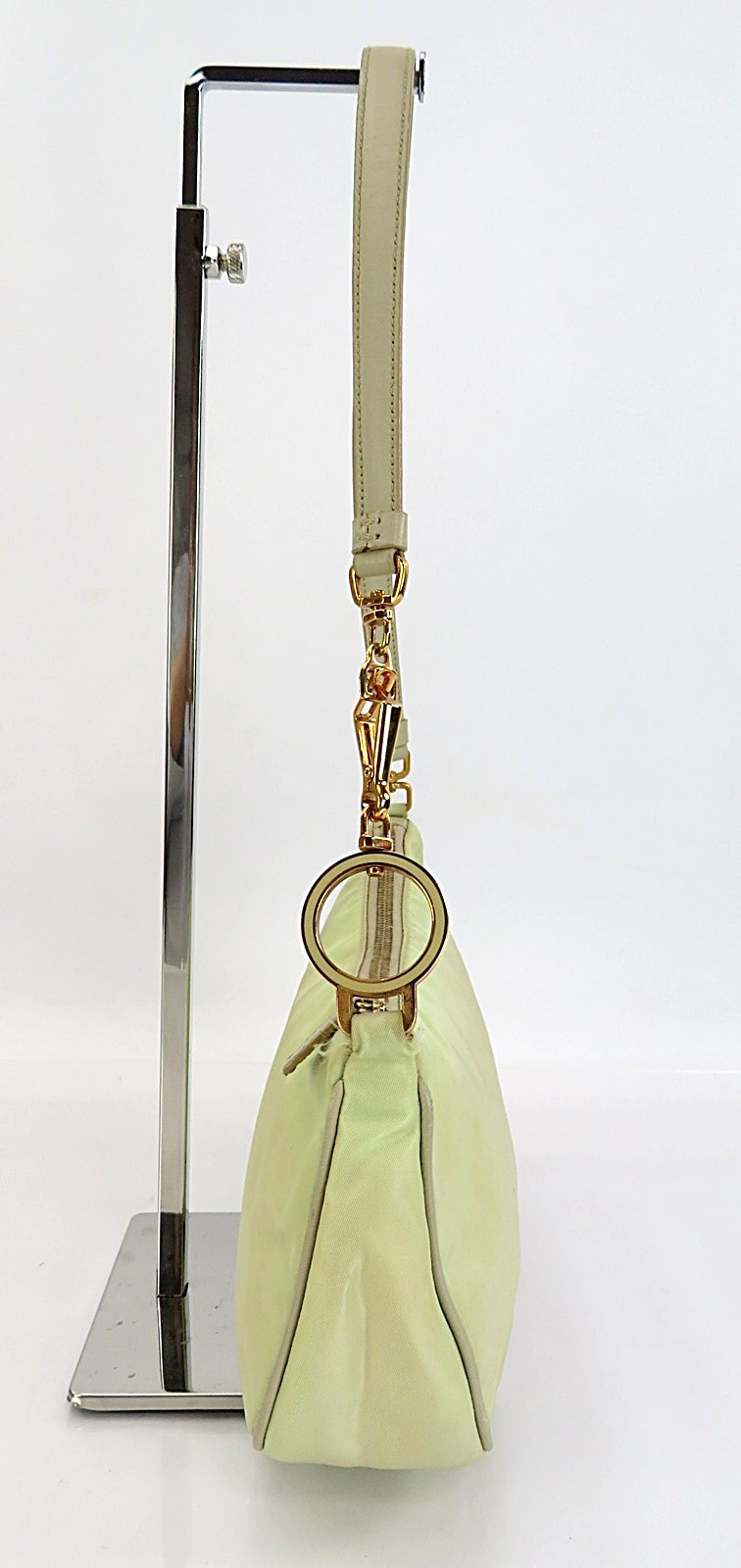 Authentic PRADA Beige Nylon and Leather Shoulder Bag Pouch Purse #63259