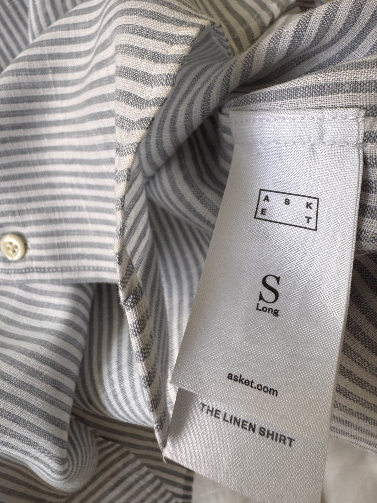 Asket Blue Stripe Linen Shirt Small Long