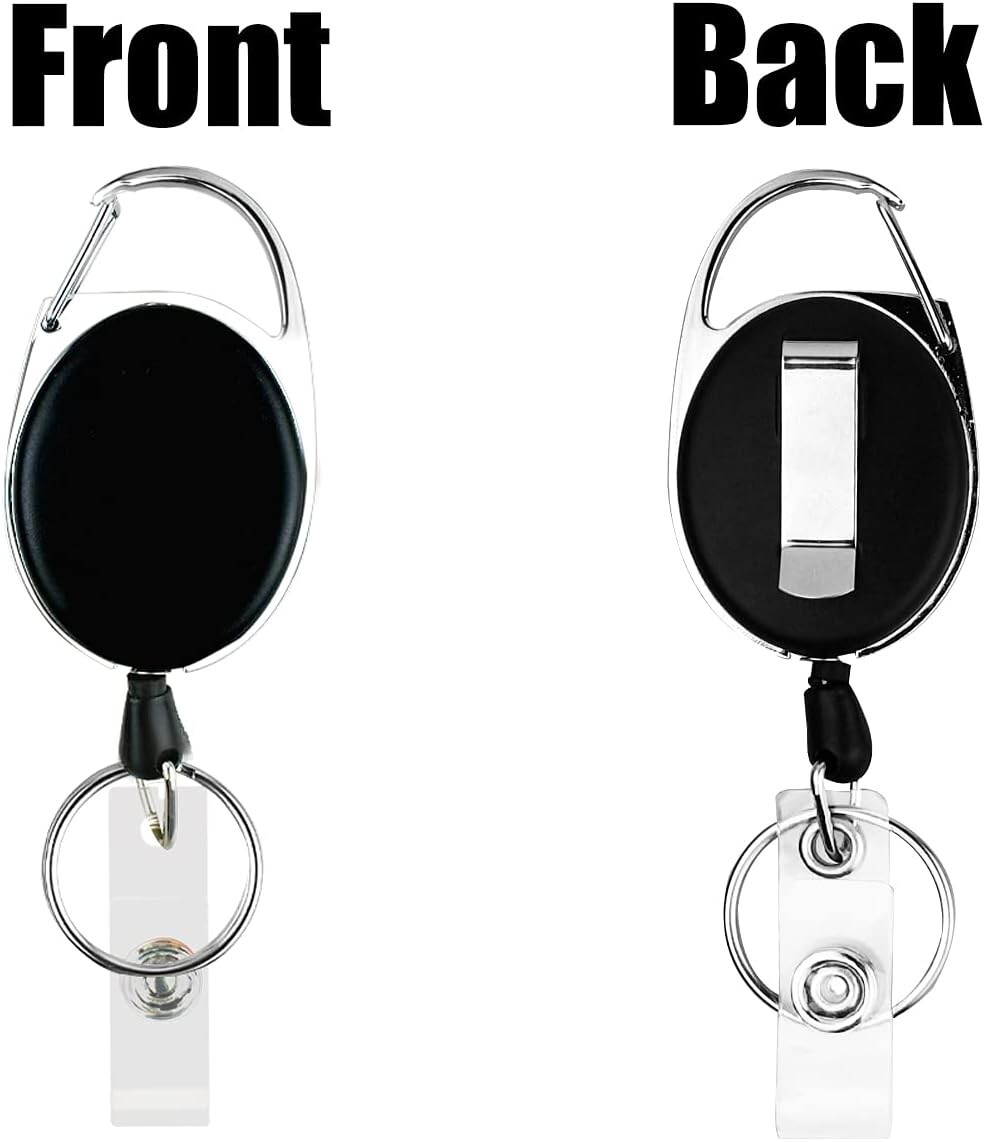 5 Pack Heavy Duty Retractable Badge Reel Id Card Holder with Clip and Key Ring C