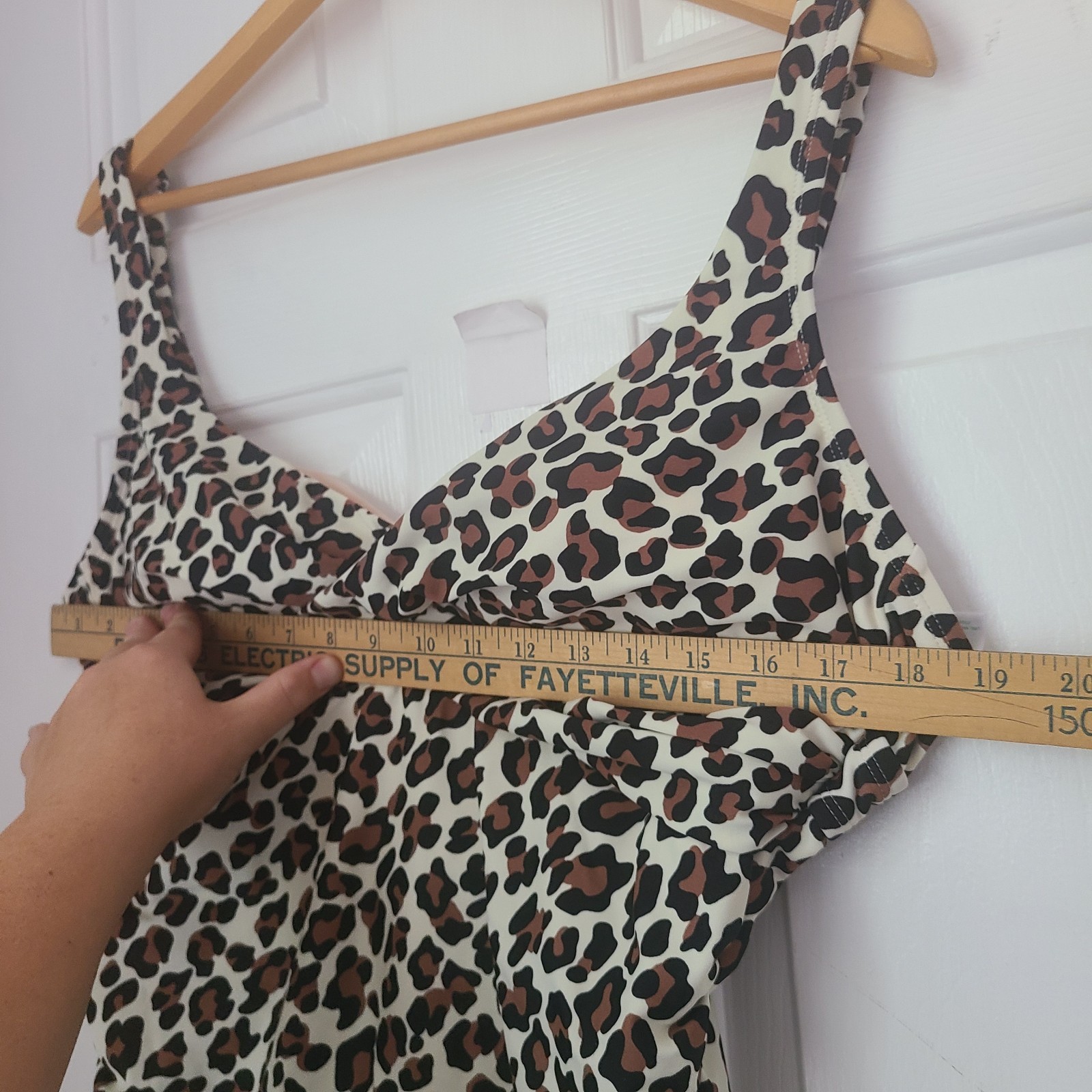 Kona Sol Leopard Print Shirred One Piece Swim Suit Sz XL Black Cream Resort New
