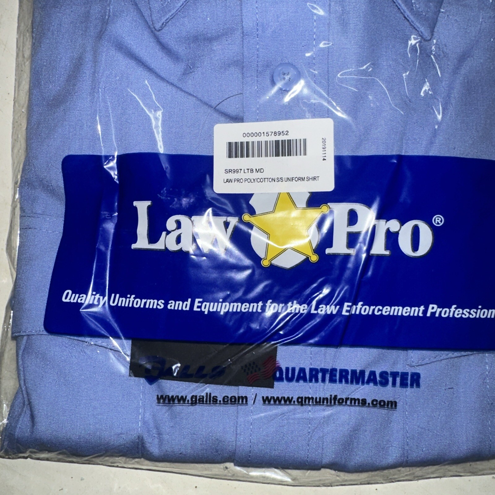 LawPro Poly Cotton Short Sleeve Premium Shirt, SR997, Light Blue, Med, 15-15 1/2
