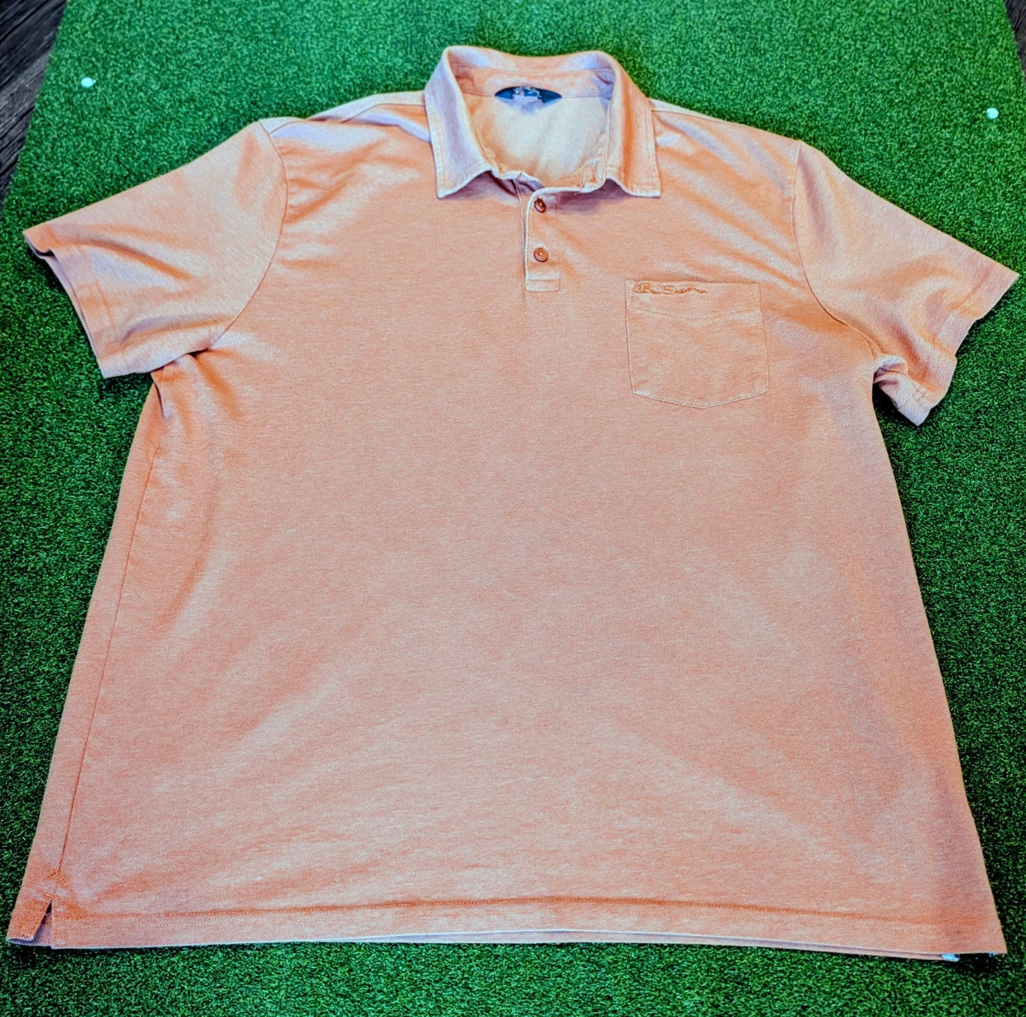 Ben Sherman The Original Men’s Polo Shirt XL Orange Solid Piqué Pocket Logo